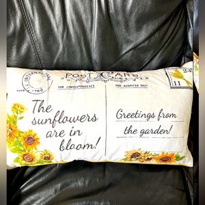 Sunflower postcard throw pillow